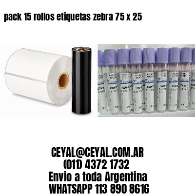 pack 15 rollos etiquetas zebra 75 x 25