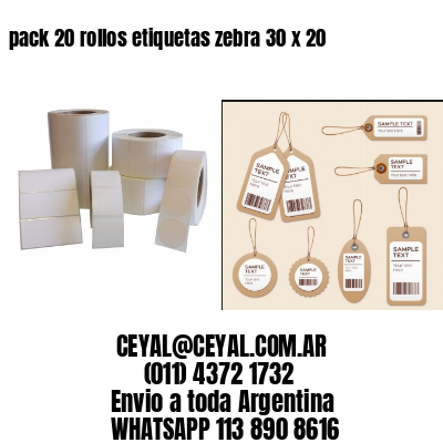 pack 20 rollos etiquetas zebra 30 x 20