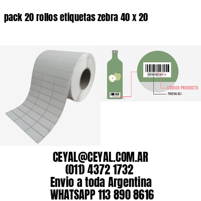 pack 20 rollos etiquetas zebra 40 x 20