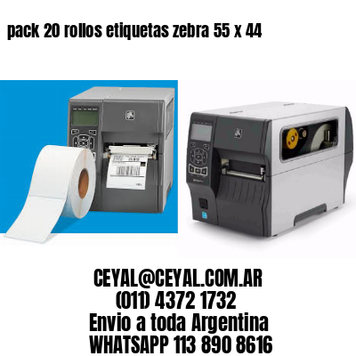 pack 20 rollos etiquetas zebra 55 x 44