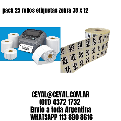 pack 25 rollos etiquetas zebra 38 x 12