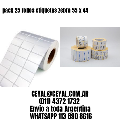 pack 25 rollos etiquetas zebra 55 x 44