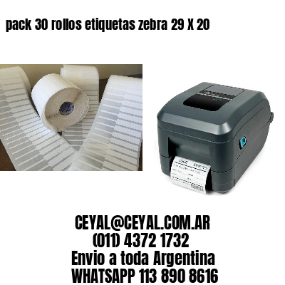 pack 30 rollos etiquetas zebra 29 X 20