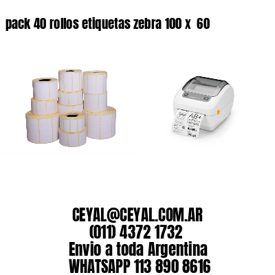 pack 40 rollos etiquetas zebra 100 x  60