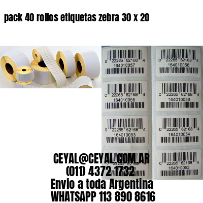 pack 40 rollos etiquetas zebra 30 x 20