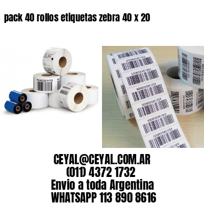 pack 40 rollos etiquetas zebra 40 x 20