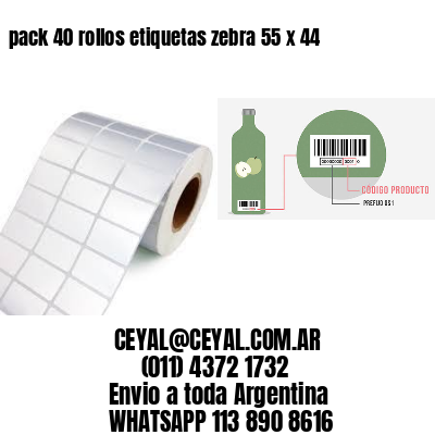 pack 40 rollos etiquetas zebra 55 x 44