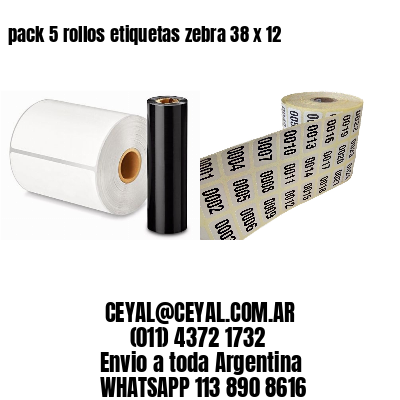 pack 5 rollos etiquetas zebra 38 x 12