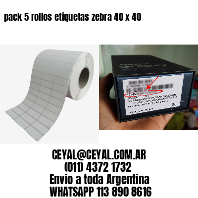 pack 5 rollos etiquetas zebra 40 x 40