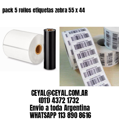 pack 5 rollos etiquetas zebra 55 x 44