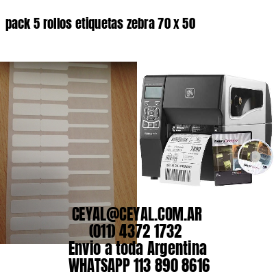 pack 5 rollos etiquetas zebra 70 x 50