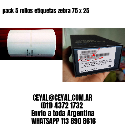 pack 5 rollos etiquetas zebra 75 x 25