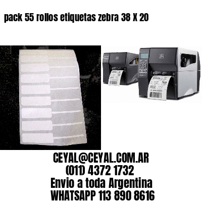 pack 55 rollos etiquetas zebra 38 X 20