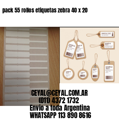 pack 55 rollos etiquetas zebra 40 x 20