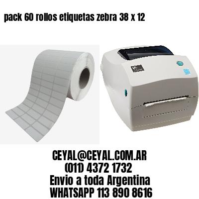 pack 60 rollos etiquetas zebra 38 x 12