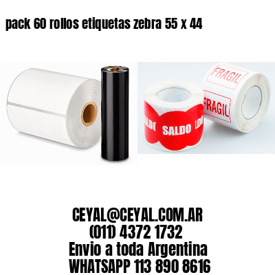 pack 60 rollos etiquetas zebra 55 x 44