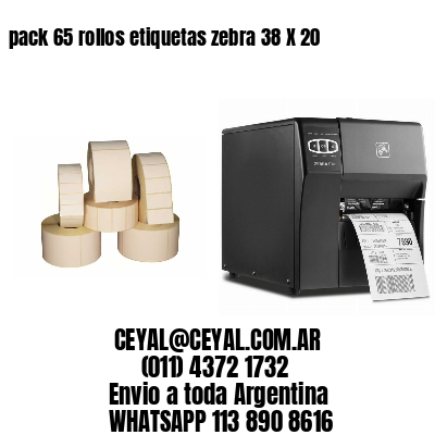 pack 65 rollos etiquetas zebra 38 X 20