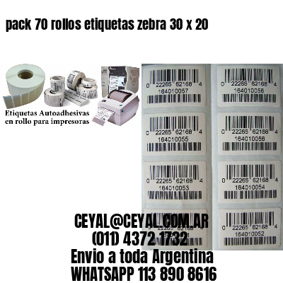 pack 70 rollos etiquetas zebra 30 x 20