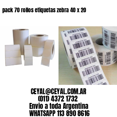 pack 70 rollos etiquetas zebra 40 x 20