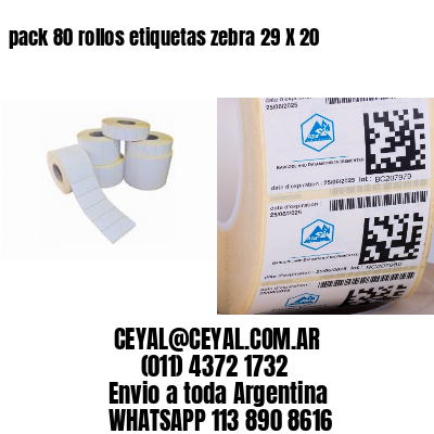 pack 80 rollos etiquetas zebra 29 X 20