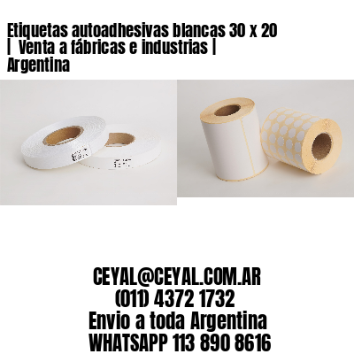 Etiquetas autoadhesivas blancas 30 x 20 |  Venta a fábricas e industrias | Argentina