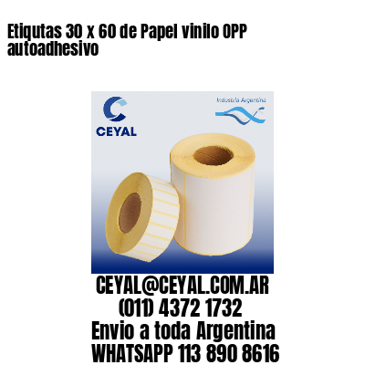 Etiqutas 30 x 60 de Papel vinilo OPP autoadhesivo