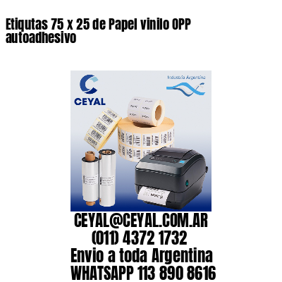 Etiqutas 75 x 25 de Papel vinilo OPP autoadhesivo