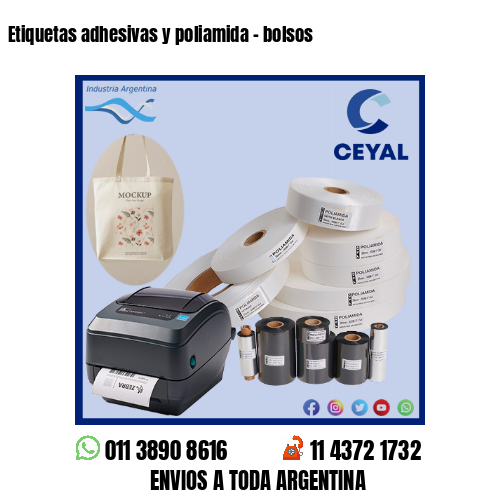 Etiquetas adhesivas y poliamida – bolsos