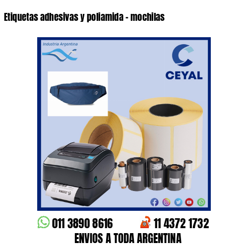 Etiquetas adhesivas y poliamida – mochilas