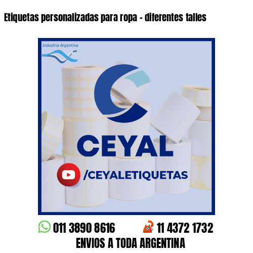 Etiquetas personalizadas para ropa - diferentes talles