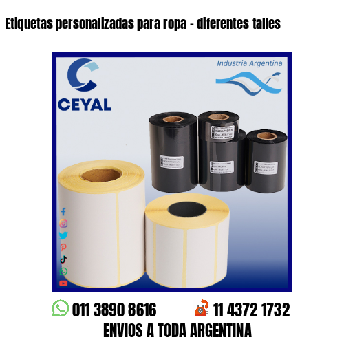 Etiquetas personalizadas para ropa – diferentes talles
