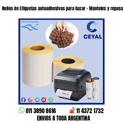 Rollos de Etiquetas autoadhesivas para bazar – Manteles y repasadores