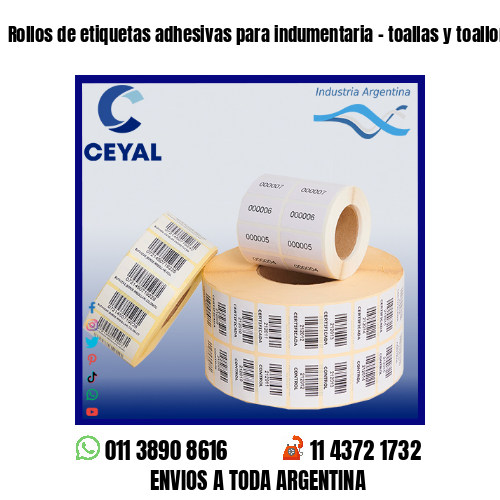 Rollos de etiquetas adhesivas para indumentaria – toallas y toallones