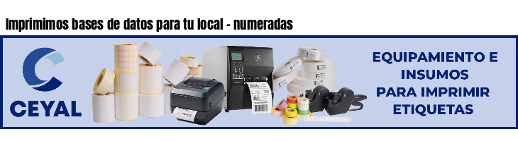 Imprimimos bases de datos para tu local - numeradas