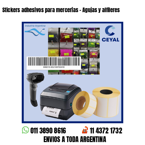 Stickers adhesivos para mercerías – Agujas y alfileres