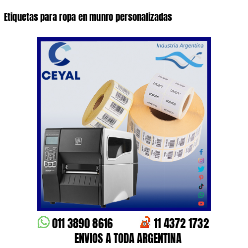 Etiquetas para ropa en munro personalizadas