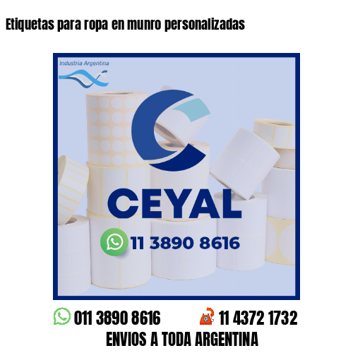 Etiquetas para ropa en munro personalizadas 