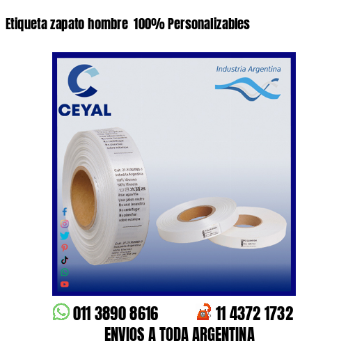 Etiqueta zapato hombre  100% Personalizables