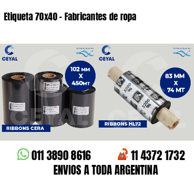 Etiqueta 70x40 - Fabricantes de ropa 