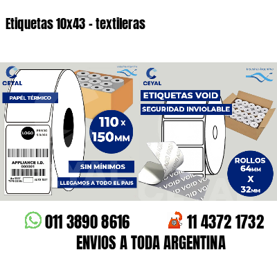 Etiquetas 10x43 - textileras