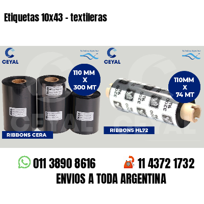 Etiquetas 10x43 - textileras