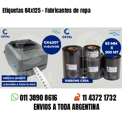 Etiquetas 84x125 - Fabricantes de ropa