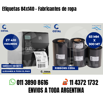 Etiquetas 84x140 - Fabricantes de ropa