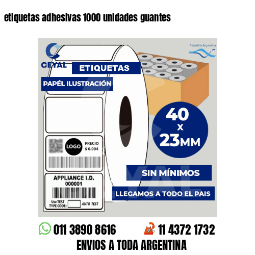 etiquetas adhesivas 1000 unidades guantes