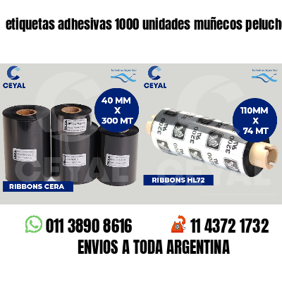 etiquetas adhesivas 1000 unidades muñecos peluche