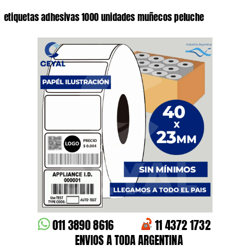 etiquetas adhesivas 1000 unidades muñecos peluche