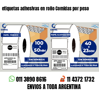 etiquetas adhesivas en rollo Comidas por peso