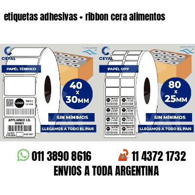 etiquetas adhesivas ribbon cera alimentos