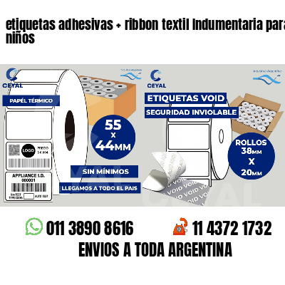 etiquetas adhesivas   ribbon textil Indumentaria para niños