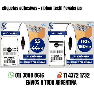 etiquetas adhesivas   ribbon textil Regalerías